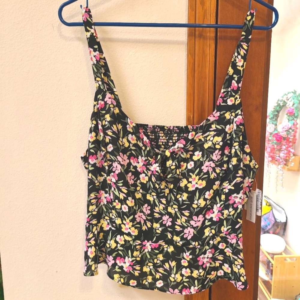 🆕️Bar III Floral Crop Summer Tank Top Blouse Sz XL NWT